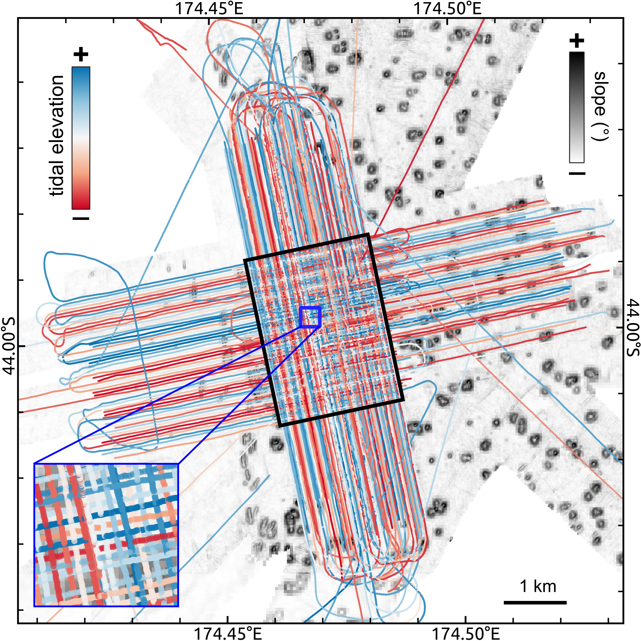 Vertical offset of individual TOPAS profiles caused by varying tidal elevation